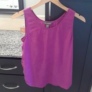Sleeveless Silk Magenta Shell